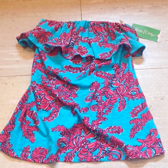 Lilly Pulitzer Tops - NWT Lilly Pulitzer Wiley Searulean Blue Rhode Island Reef Tube Top